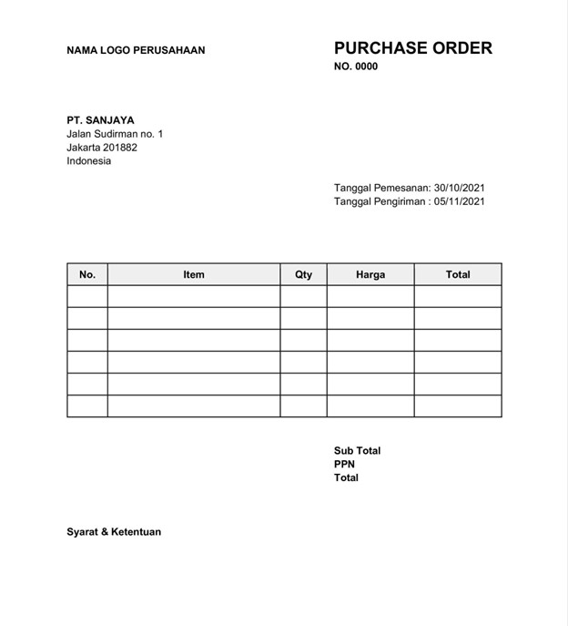 purchase order